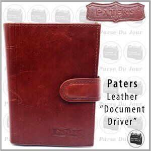 Paters Brown Leather Snap Close Document Driver Holder Case